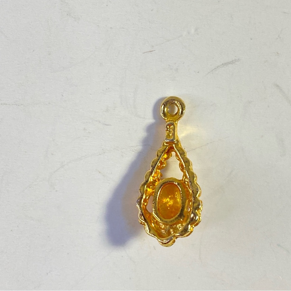 Vintage Goldtone Iridescent Glass Teardrop Pendant - Picture 2 of 4